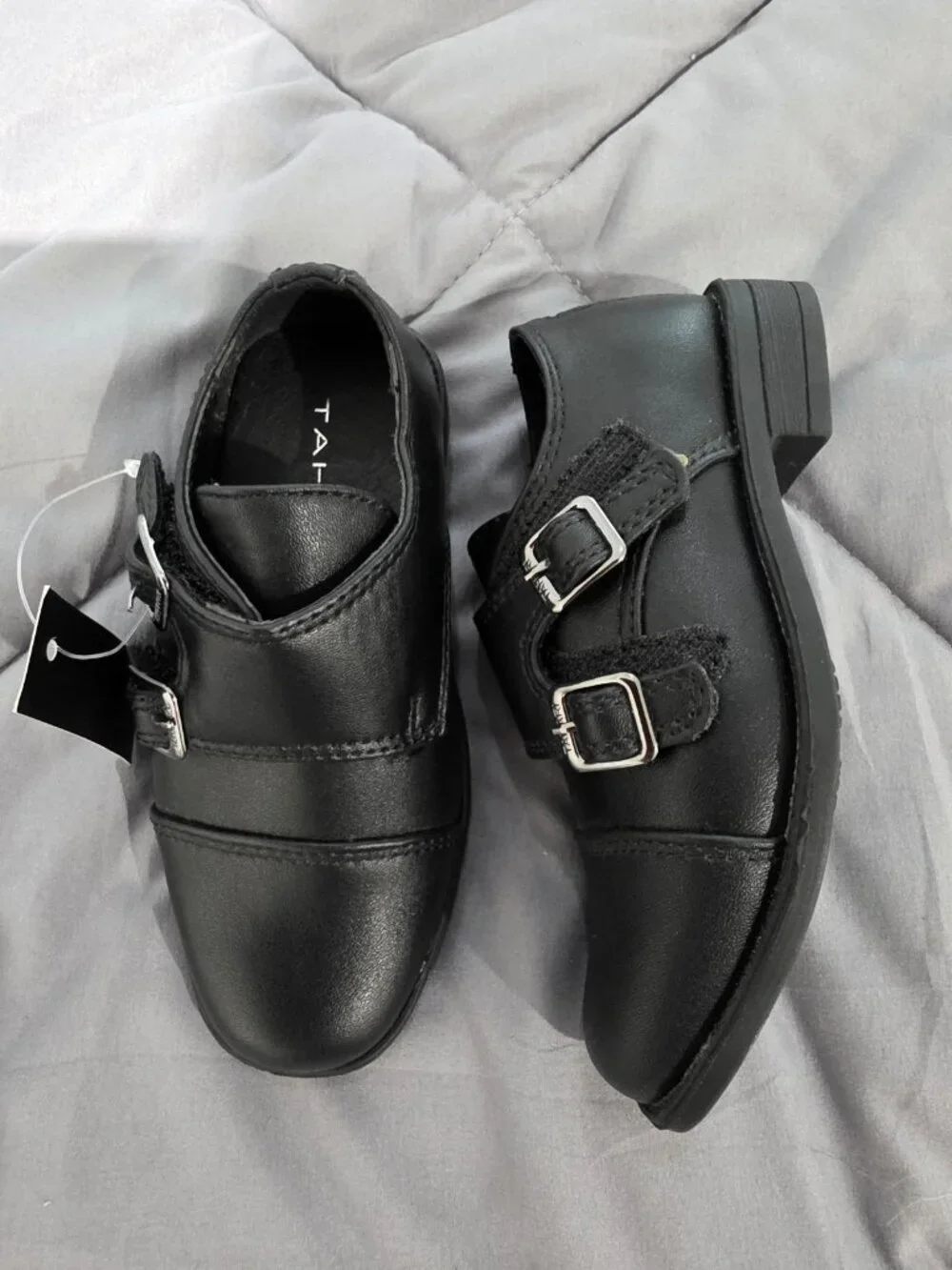 NEW Tahari Tomi Double Monk Strap Dress Shoes Black Toddler Boys Size 7